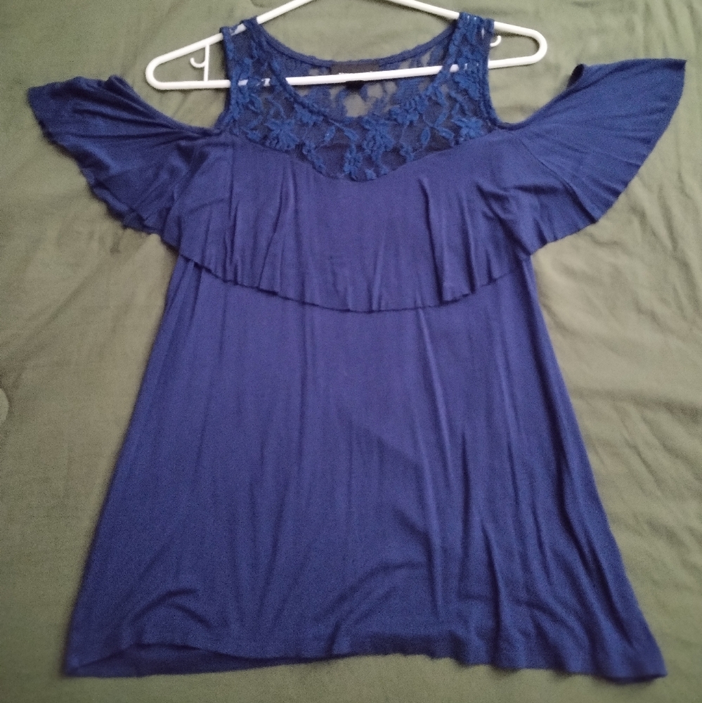 Elegant Blue Lace Women's Top